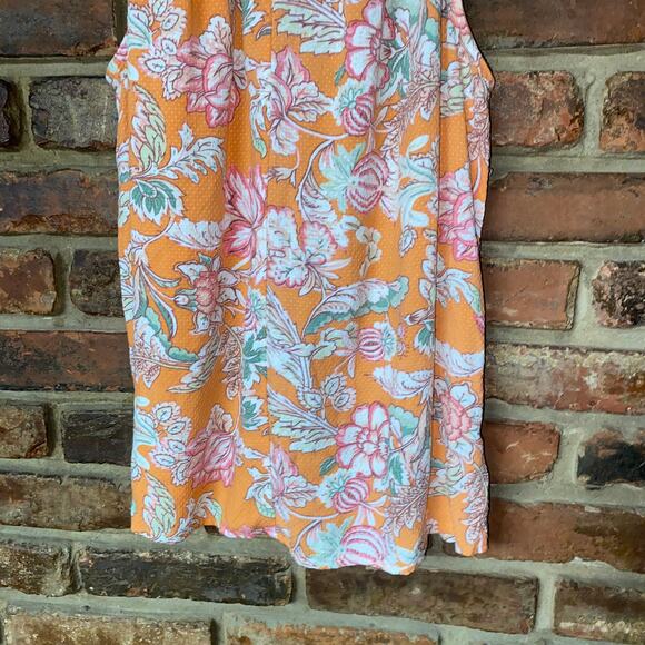 RACHEL Rachel Roy Orange Floral Sleeveless Keyhole Top Women's Size Small - Picture 3 of 6